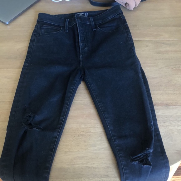 A&F, Simon jeans, high rise skinny ankle, distressed black, size 25 - Picture 4 of 6